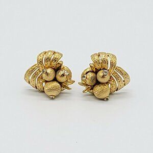 Corocraft Clear Rhinestone Berry Textured Earrings